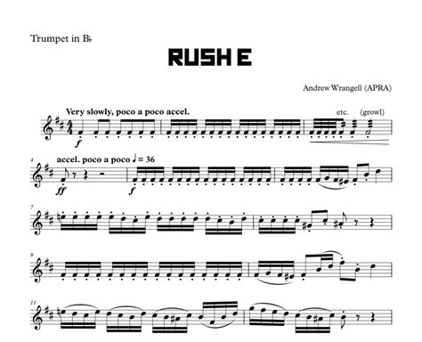rush e trumpet sheet music